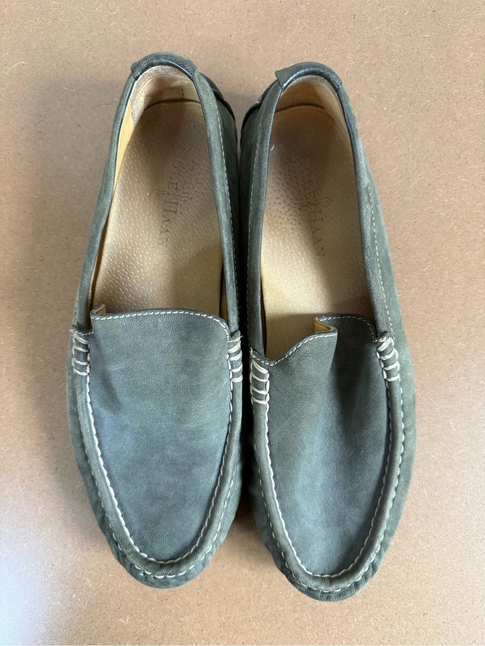 Cole Haan Olive Green Suede Slip-On Loafers